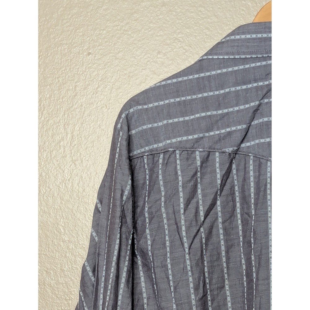 Roper Western Shirt Mens Large Grey Stripe Pearl Snap Embroidered 1-01-017-310GY - Picture 15 of 16